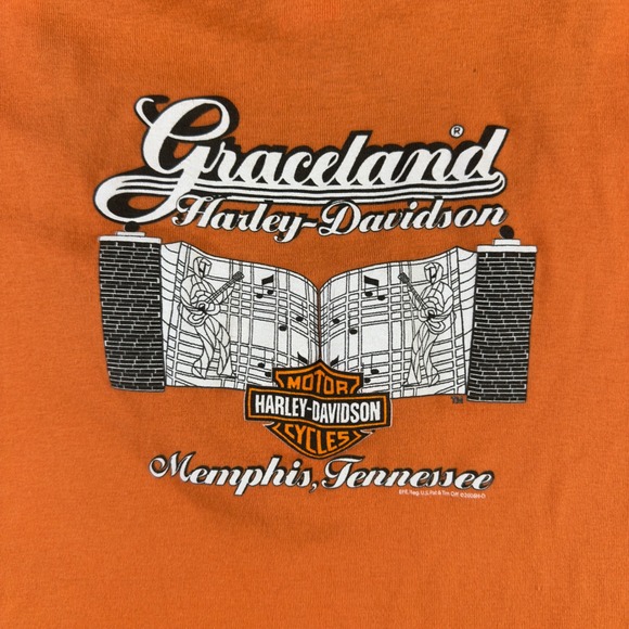 Harley-Davidson Vintage Graceland Memphis TN Lace Trim V Neck T Shirt Women's 1X - Picture 5 of 5